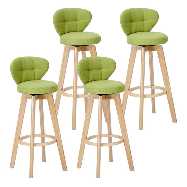 Contemporary Solid Wood Barstool Indoor Bar Stool with Footrest and Cushion Green Wood 4 Piece Set Clearhalo 'Bar Furniture' 'Bar Stools' 'bar_stools' 'furn' 'furn_bar_stools' 'Furniture' 'furniture_bar_stools' 'Kitchen & Dining Furniture' 4706230