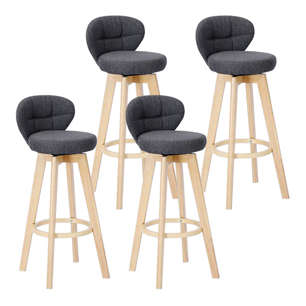 Contemporary Solid Wood Barstool Indoor Bar Stool with Footrest and Cushion Grey Wood 4 Piece Set Clearhalo 'Bar Furniture' 'Bar Stools' 'bar_stools' 'furn' 'furn_bar_stools' 'Furniture' 'furniture_bar_stools' 'Kitchen & Dining Furniture' 4706232