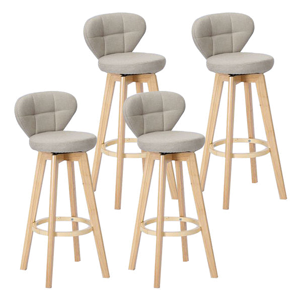 Contemporary Solid Wood Barstool Indoor Bar Stool with Footrest and Cushion Khaki Wood 4 Piece Set Clearhalo 'Bar Furniture' 'Bar Stools' 'bar_stools' 'furn' 'furn_bar_stools' 'Furniture' 'furniture_bar_stools' 'Kitchen & Dining Furniture' 4706233