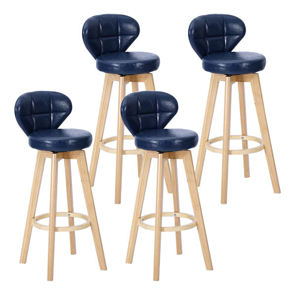 Contemporary Solid Wood Barstool Indoor Bar Stool with Footrest and Cushion Blue Wood 4 Piece Set Clearhalo 'Bar Furniture' 'Bar Stools' 'bar_stools' 'furn' 'furn_bar_stools' 'Furniture' 'furniture_bar_stools' 'Kitchen & Dining Furniture' 4706234