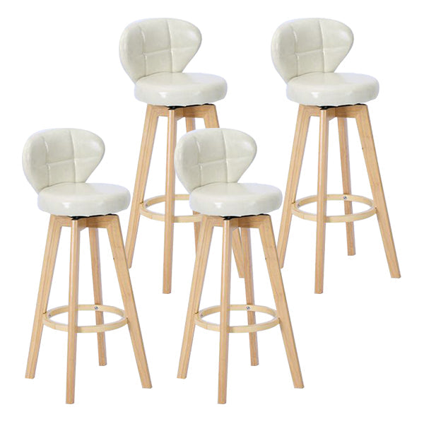 Contemporary Solid Wood Barstool Indoor Bar Stool with Footrest and Cushion Off-White Wood 4 Piece Set Clearhalo 'Bar Furniture' 'Bar Stools' 'bar_stools' 'furn' 'furn_bar_stools' 'Furniture' 'furniture_bar_stools' 'Kitchen & Dining Furniture' 4706235