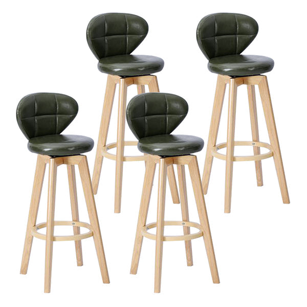 Contemporary Solid Wood Barstool Indoor Bar Stool with Footrest and Cushion Army Green Wood 4 Piece Set Clearhalo 'Bar Furniture' 'Bar Stools' 'bar_stools' 'furn' 'furn_bar_stools' 'Furniture' 'furniture_bar_stools' 'Kitchen & Dining Furniture' 4706236