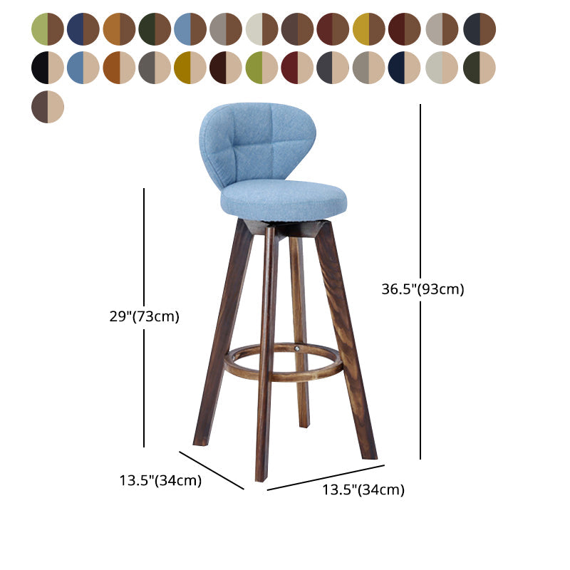 Contemporary Solid Wood Barstool Indoor Bar Stool with Footrest and Cushion Clearhalo 'Bar Furniture' 'Bar Stools' 'bar_stools' 'furn' 'furn_bar_stools' 'Furniture' 'furniture_bar_stools' 'Kitchen & Dining Furniture' 4706238