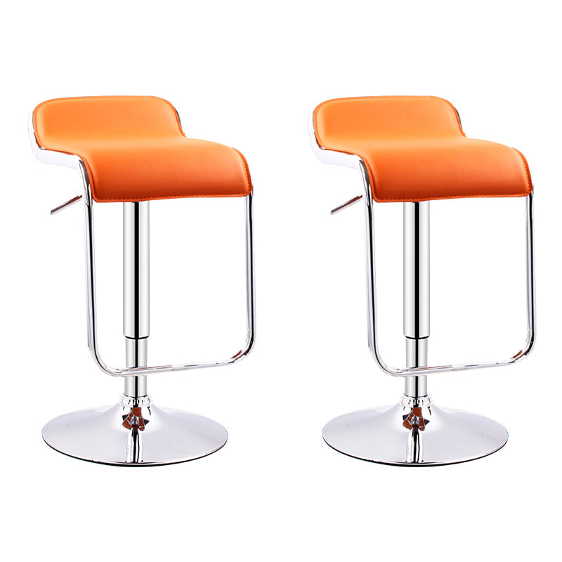 Modern Adjustable Backrest Counter Stool Steel Study Bar Stool with Cushion and Pedal Orange 2 Piece Set Clearhalo 'Bar Furniture' 'Bar Stools' 'bar_stools' 'furn' 'furn_bar_stools' 'Furniture' 'furniture_bar_stools' 'Kitchen & Dining Furniture' 4706293