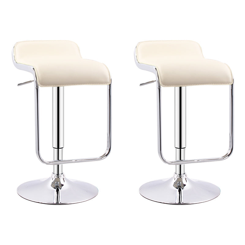 Modern Adjustable Backrest Counter Stool Steel Study Bar Stool with Cushion and Pedal Beige 2 Piece Set Clearhalo 'Bar Furniture' 'Bar Stools' 'bar_stools' 'furn' 'furn_bar_stools' 'Furniture' 'furniture_bar_stools' 'Kitchen & Dining Furniture' 4706294
