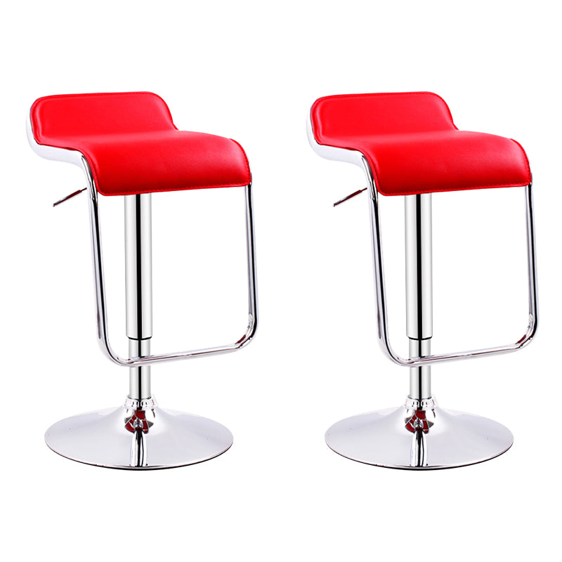 Modern Adjustable Backrest Counter Stool Steel Study Bar Stool with Cushion and Pedal Red 2 Piece Set Clearhalo 'Bar Furniture' 'Bar Stools' 'bar_stools' 'furn' 'furn_bar_stools' 'Furniture' 'furniture_bar_stools' 'Kitchen & Dining Furniture' 4706295