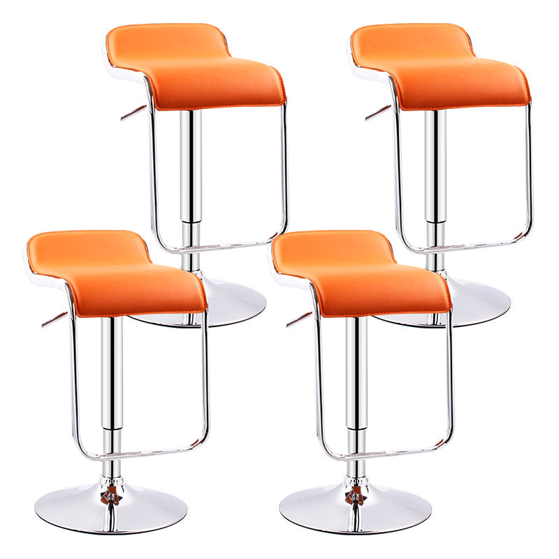 Modern Adjustable Backrest Counter Stool Steel Study Bar Stool with Cushion and Pedal Orange 4 Piece Set Clearhalo 'Bar Furniture' 'Bar Stools' 'bar_stools' 'furn' 'furn_bar_stools' 'Furniture' 'furniture_bar_stools' 'Kitchen & Dining Furniture' 4706300