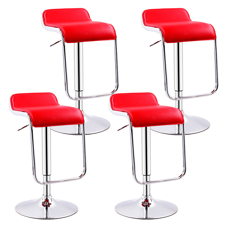 Modern Adjustable Backrest Counter Stool Steel Study Bar Stool with Cushion and Pedal Red 4 Piece Set Clearhalo 'Bar Furniture' 'Bar Stools' 'bar_stools' 'furn' 'furn_bar_stools' 'Furniture' 'furniture_bar_stools' 'Kitchen & Dining Furniture' 4706302