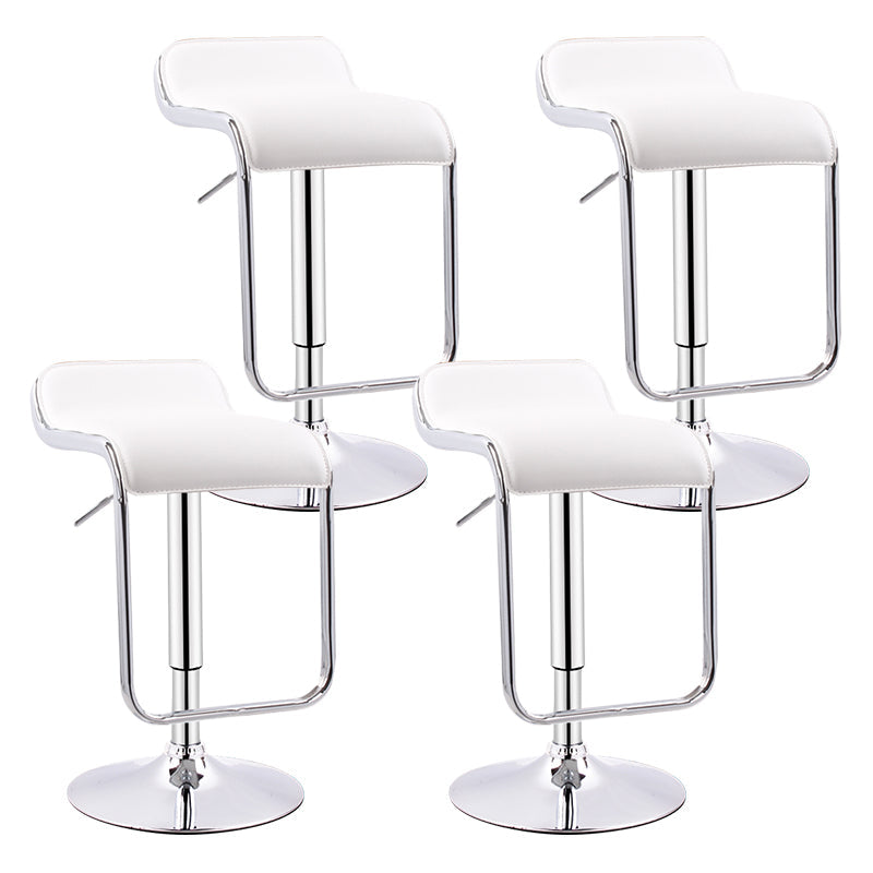 Modern Adjustable Backrest Counter Stool Steel Study Bar Stool with Cushion and Pedal White 4 Piece Set Clearhalo 'Bar Furniture' 'Bar Stools' 'bar_stools' 'furn' 'furn_bar_stools' 'Furniture' 'furniture_bar_stools' 'Kitchen & Dining Furniture' 4706305
