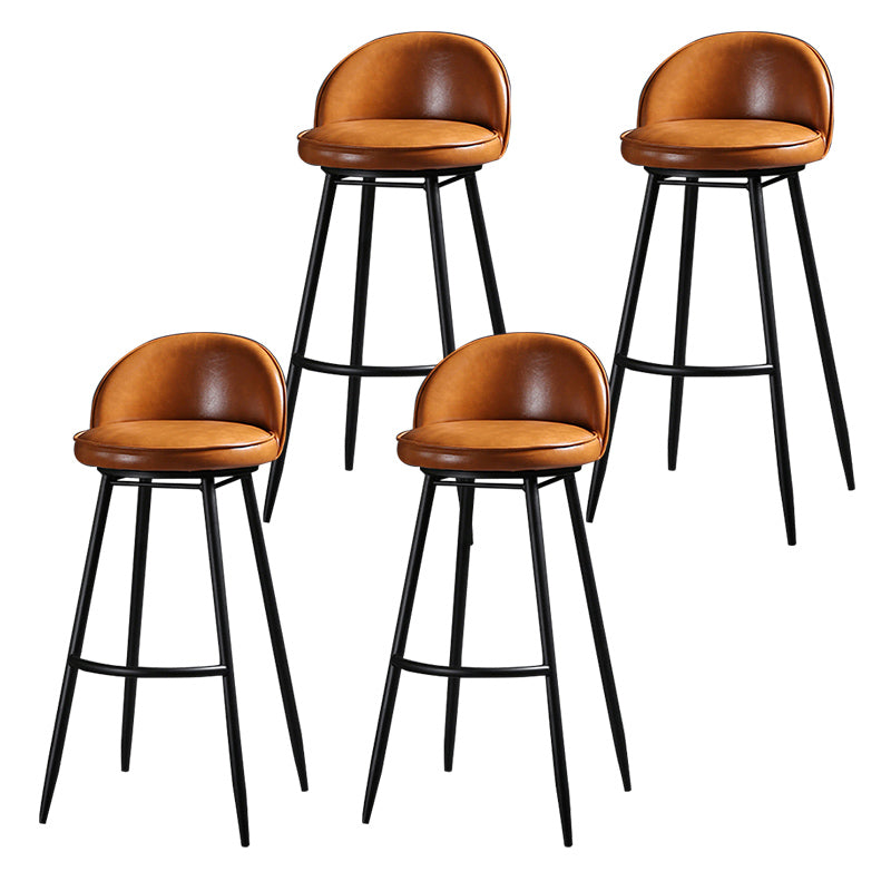 Scandinavian Style Bar-stool with Round Seat Counter Stool for Kitchen Bar Orange 4 Piece Set Clearhalo 'Bar Furniture' 'Bar Stools' 'bar_stools' 'furn' 'furn_bar_stools' 'Furniture' 'furniture_bar_stools' 'Kitchen & Dining Furniture' 4706323