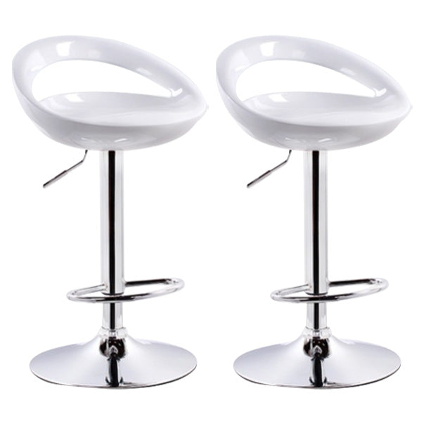 Modern Adjustable Backrest Counter Stool Steel Business Hall Bar Stool with Plastic Seat White 2 Piece Set Clearhalo 'Bar Furniture' 'Bar Stools' 'bar_stools' 'furn' 'furn_bar_stools' 'Furniture' 'furniture_bar_stools' 'Kitchen & Dining Furniture' 4706331