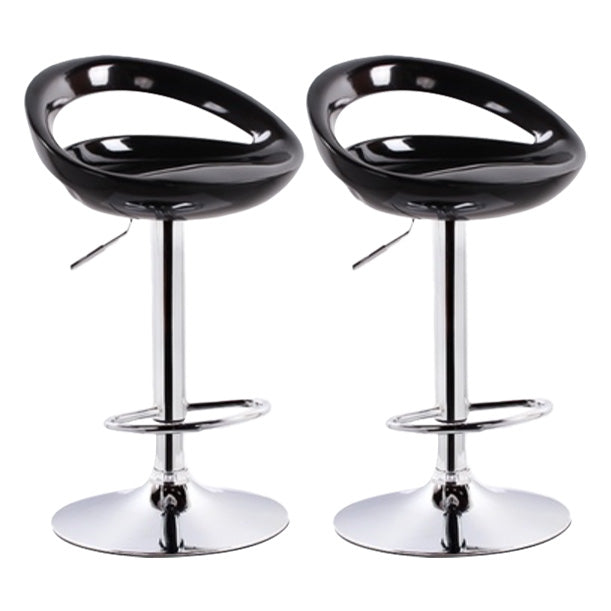 Modern Adjustable Backrest Counter Stool Steel Business Hall Bar Stool with Plastic Seat Black 2 Piece Set Clearhalo 'Bar Furniture' 'Bar Stools' 'bar_stools' 'furn' 'furn_bar_stools' 'Furniture' 'furniture_bar_stools' 'Kitchen & Dining Furniture' 4706334