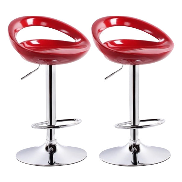 Modern Adjustable Backrest Counter Stool Steel Business Hall Bar Stool with Plastic Seat Red 2 Piece Set Clearhalo 'Bar Furniture' 'Bar Stools' 'bar_stools' 'furn' 'furn_bar_stools' 'Furniture' 'furniture_bar_stools' 'Kitchen & Dining Furniture' 4706336