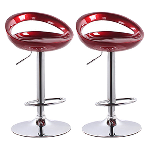 Modern Adjustable Backrest Counter Stool Steel Business Hall Bar Stool with Plastic Seat Burgundy 2 Piece Set Clearhalo 'Bar Furniture' 'Bar Stools' 'bar_stools' 'furn' 'furn_bar_stools' 'Furniture' 'furniture_bar_stools' 'Kitchen & Dining Furniture' 4706338