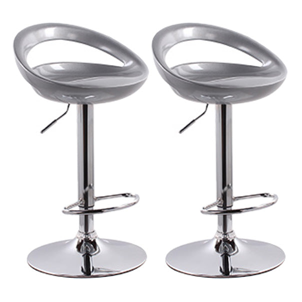 Modern Adjustable Backrest Counter Stool Steel Business Hall Bar Stool with Plastic Seat Silver Gray 2 Piece Set Clearhalo 'Bar Furniture' 'Bar Stools' 'bar_stools' 'furn' 'furn_bar_stools' 'Furniture' 'furniture_bar_stools' 'Kitchen & Dining Furniture' 4706340