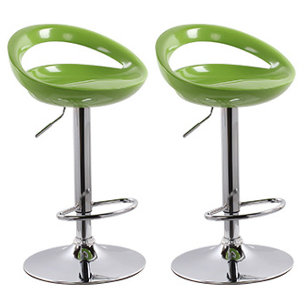 Modern Adjustable Backrest Counter Stool Steel Business Hall Bar Stool with Plastic Seat Green 2 Piece Set Clearhalo 'Bar Furniture' 'Bar Stools' 'bar_stools' 'furn' 'furn_bar_stools' 'Furniture' 'furniture_bar_stools' 'Kitchen & Dining Furniture' 4706342