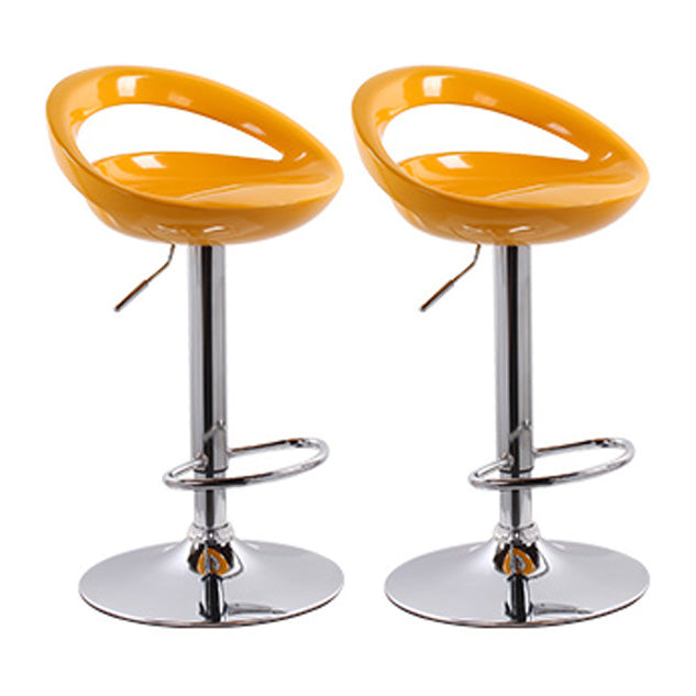 Modern Adjustable Backrest Counter Stool Steel Business Hall Bar Stool with Plastic Seat Yellow 2 Piece Set Clearhalo 'Bar Furniture' 'Bar Stools' 'bar_stools' 'furn' 'furn_bar_stools' 'Furniture' 'furniture_bar_stools' 'Kitchen & Dining Furniture' 4706344
