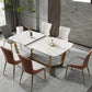 Glam 1/4/5/7 Pieces White Dining Table Set with Sintered Stone Top Scalable Dinette Set 7 Pieces: Table, 4 White+2 Grey Chairs Clearhalo 'Dining Room Sets' 'Dining Tables & Seating' 'dining_room_set' 'furn' 'furn_dining_room_set' 'Furniture' 'furniture_dining_room_set' 'Kitchen & Dining Furniture' 4706351