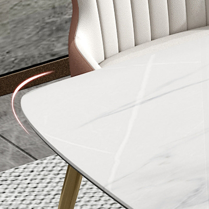 Glam 1/4/5/7 Pieces White Dining Table Set with Sintered Stone Top Scalable Dinette Set Clearhalo 'Dining Room Sets' 'Dining Tables & Seating' 'dining_room_set' 'furn' 'furn_dining_room_set' 'Furniture' 'furniture_dining_room_set' 'Kitchen & Dining Furniture' 4706353