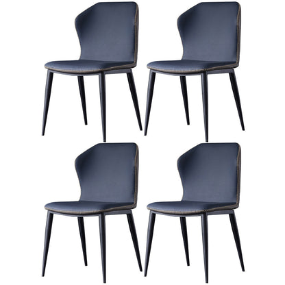 Modern 1/4/5/6/7/9 Pieces White Dining Table Set with Sintered Stone Top Round Dinette Set 4 Blue Chairs Clearhalo 'Dining Room Sets' 'Dining Tables & Seating' 'dining_room_set' 'furn' 'furn_dining_room_set' 'Furniture' 'furniture_dining_room_set' 'Kitchen & Dining Furniture' 4706367