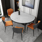 Modern 1/4/5/6/7/9 Pieces White Dining Table Set with Sintered Stone Top Round Dinette Set 5 Pieces: Table, 4 Orange Chairs Clearhalo 'Dining Room Sets' 'Dining Tables & Seating' 'dining_room_set' 'furn' 'furn_dining_room_set' 'Furniture' 'furniture_dining_room_set' 'Kitchen & Dining Furniture' 4706369