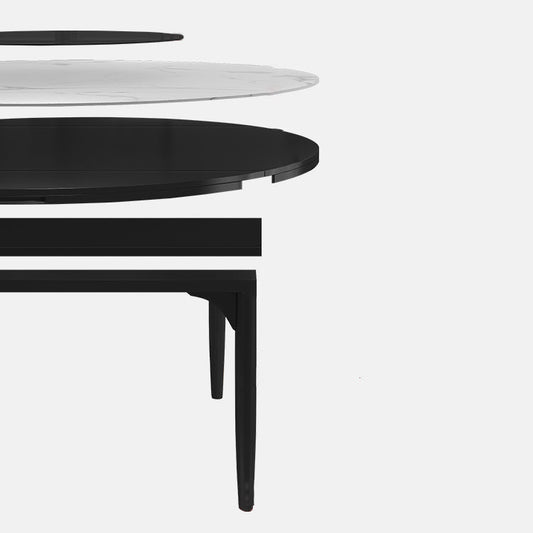 Modern 1/4/5/6/7/9 Pieces White Dining Table Set with Sintered Stone Top Round Dinette Set Clearhalo 'Dining Room Sets' 'Dining Tables & Seating' 'dining_room_set' 'furn' 'furn_dining_room_set' 'Furniture' 'furniture_dining_room_set' 'Kitchen & Dining Furniture' 4706372