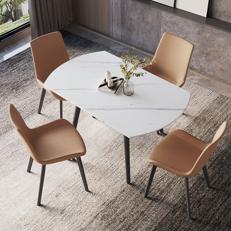 Contemporary 1/4/5/6 Pieces Dining Set Round Sintered Stone Dining Room Set 5 Pieces: Table, 4 Chairs Clearhalo 'Dining Room Sets' 'Dining Tables & Seating' 'dining_room_set' 'furn' 'furn_dining_room_set' 'Furniture' 'furniture_dining_room_set' 'Kitchen & Dining Furniture' 4706378