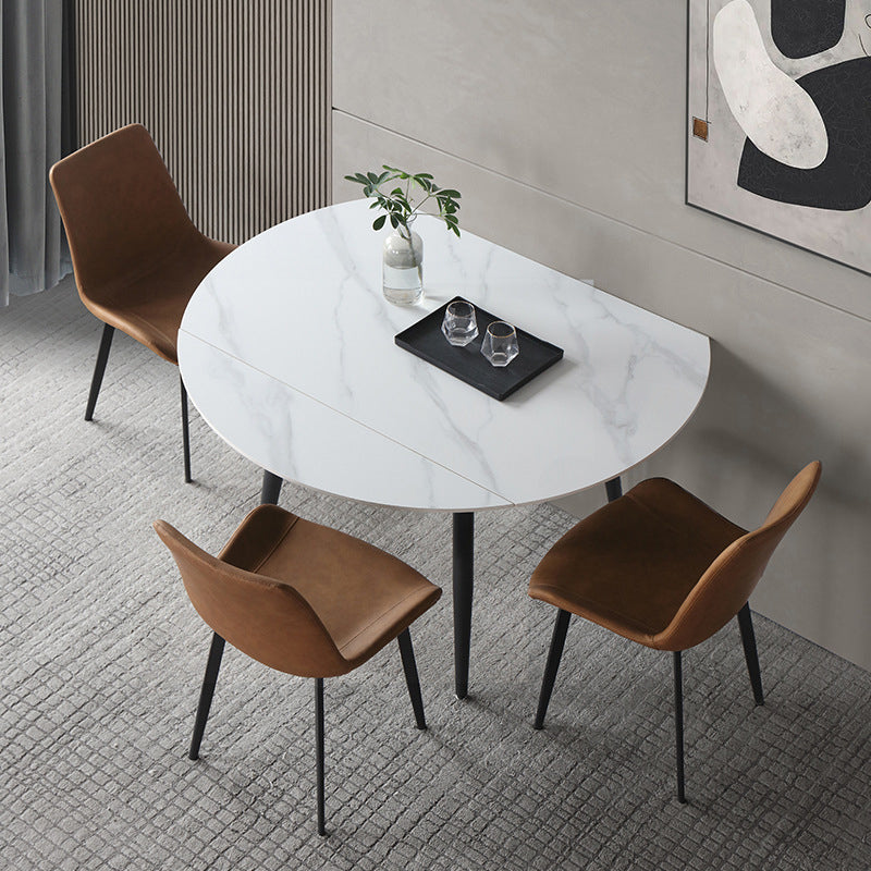 Contemporary 1/4/5/6 Pieces Dining Set Round Sintered Stone Dining Room Set 4 Pieces: Table, 3 Chairs Clearhalo 'Dining Room Sets' 'Dining Tables & Seating' 'dining_room_set' 'furn' 'furn_dining_room_set' 'Furniture' 'furniture_dining_room_set' 'Kitchen & Dining Furniture' 4706379