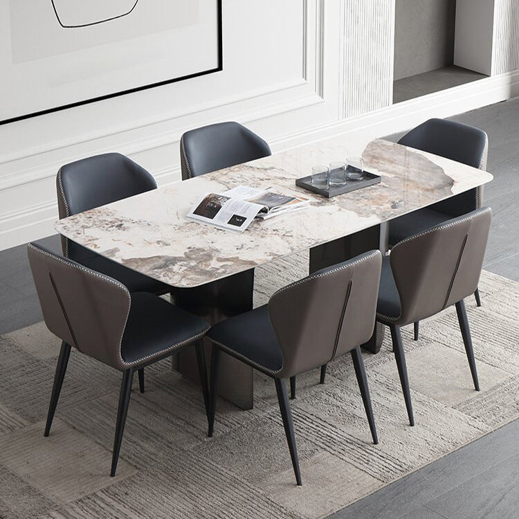 1/4/5/7 Pieces Dining Chairs Set Sintered Stone Rectangle Dining Room Set 7 Pieces: Table, 6 Chairs Clearhalo 'Dining Room Sets' 'Dining Tables & Seating' 'dining_room_set' 'furn' 'furn_dining_room_set' 'Furniture' 'furniture_dining_room_set' 'Kitchen & Dining Furniture' 4706424