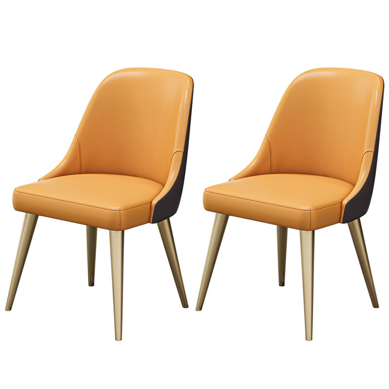 Nordic 1/2/5/7 Pieces Dining Set Sintered Stone Dining Table with Chairs 2 Orange Chairs Clearhalo 'Dining Room Sets' 'Dining Tables & Seating' 'dining_room_set' 'furn' 'furn_dining_room_set' 'Furniture' 'furniture_dining_room_set' 'Kitchen & Dining Furniture' 4706441