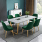 Nordic 1/2/5/7 Pieces Dining Set Sintered Stone Dining Table with Chairs 7 Pieces: White Table, 6 Green Chairs Clearhalo 'Dining Room Sets' 'Dining Tables & Seating' 'dining_room_set' 'furn' 'furn_dining_room_set' 'Furniture' 'furniture_dining_room_set' 'Kitchen & Dining Furniture' 4706443