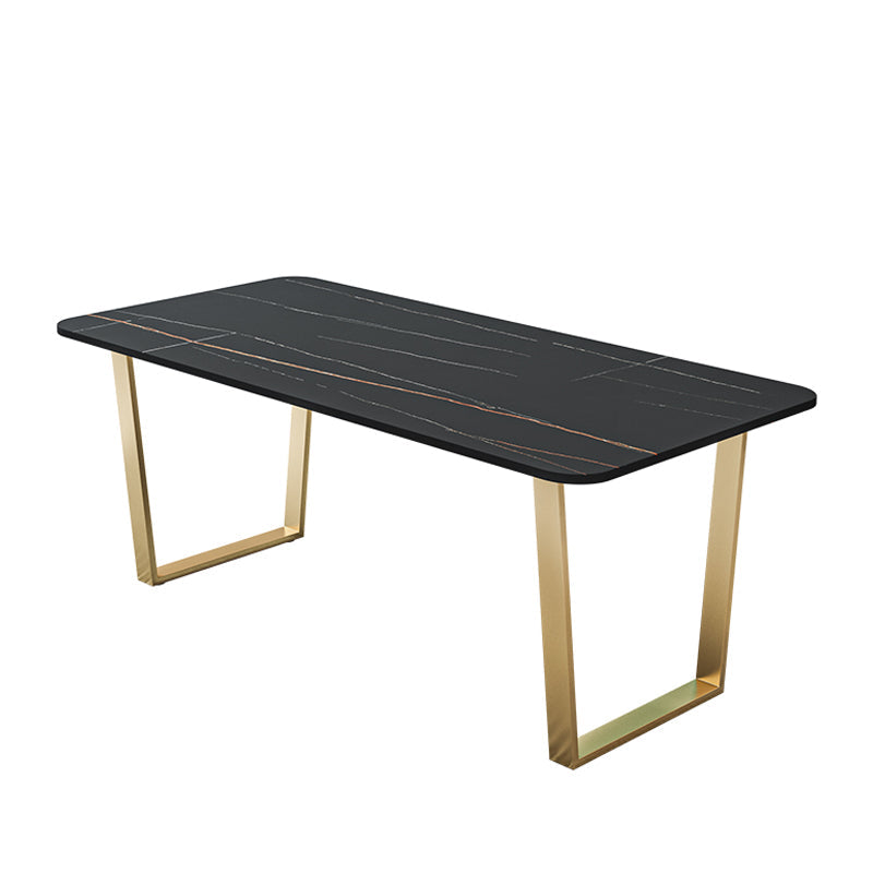 Nordic 1/2/5/7 Pieces Dining Set Sintered Stone Dining Table with Chairs Black 79"L x 31"W Clearhalo 'Dining Room Sets' 'Dining Tables & Seating' 'dining_room_set' 'furn' 'furn_dining_room_set' 'Furniture' 'furniture_dining_room_set' 'Kitchen & Dining Furniture' 4706447