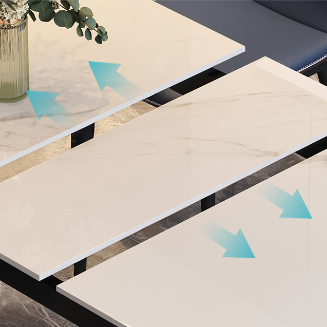 Modern 1/4/5/7 Pieces Dinette Set with White Sintered Stone Scalable Dining Table Set Clearhalo 'Dining Room Sets' 'Dining Tables & Seating' 'dining_room_set' 'furn' 'furn_dining_room_set' 'Furniture' 'furniture_dining_room_set' 'Kitchen & Dining Furniture' 4706489