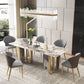 Glam 1/3/4/5/6/7/8/9 Pieces Dinette Set Sintered Stone Dining Room Set 6 Pieces: Table, 5 Chairs Clearhalo 'Dining Room Sets' 'Dining Tables & Seating' 'dining_room_set' 'furn' 'furn_dining_room_set' 'Furniture' 'furniture_dining_room_set' 'Kitchen & Dining Furniture' 4706501