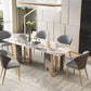 Glam 1/3/4/5/6/7/8/9 Pieces Dinette Set Sintered Stone Dining Room Set Clearhalo 'Dining Room Sets' 'Dining Tables & Seating' 'dining_room_set' 'furn' 'furn_dining_room_set' 'Furniture' 'furniture_dining_room_set' 'Kitchen & Dining Furniture' 4706511