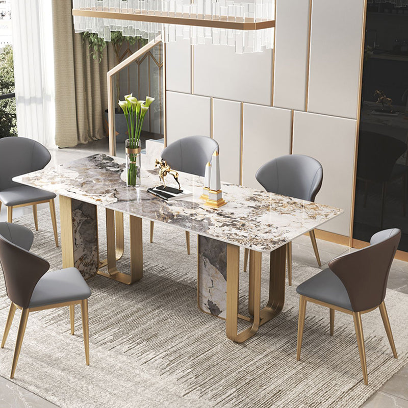 Glam 1/3/4/5/6/7/8/9 Pieces Dinette Set Sintered Stone Dining Room Set Clearhalo 'Dining Room Sets' 'Dining Tables & Seating' 'dining_room_set' 'furn' 'furn_dining_room_set' 'Furniture' 'furniture_dining_room_set' 'Kitchen & Dining Furniture' 4706511