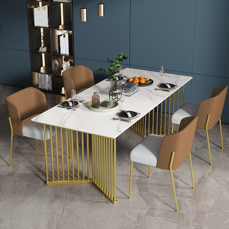 Glam 1/5 Pieces Dining Set Rectangle Stone Dining Table for Dining Room Clearhalo 'Dining Room Sets' 'Dining Tables & Seating' 'dining_room_set' 'furn' 'furn_dining_room_set' 'Furniture' 'furniture_dining_room_set' 'Kitchen & Dining Furniture' 4706531