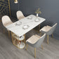 Glam 1/2/5 Pieces Dining Set Rectangle Stone Dining Table Set for Kitchen 5 Pieces: Table, 4 Beige Chairs Clearhalo 'Dining Room Sets' 'Dining Tables & Seating' 'dining_room_set' 'furn' 'furn_dining_room_set' 'Furniture' 'furniture_dining_room_set' 'Kitchen & Dining Furniture' 4706560