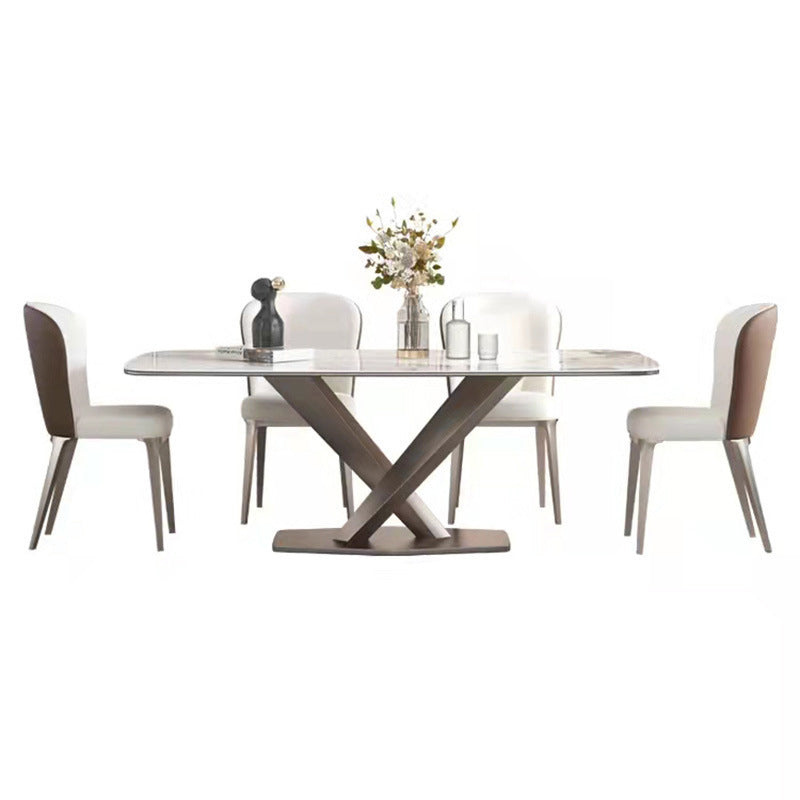 Modern 1/2/5/7 Pieces Dinette Set Sintered Stone Dining Table Set 5 Pieces: Table, 4 Chairs Clearhalo 'Dining Room Sets' 'Dining Tables & Seating' 'dining_room_set' 'furn' 'furn_dining_room_set' 'Furniture' 'furniture_dining_room_set' 'Kitchen & Dining Furniture' 4706579