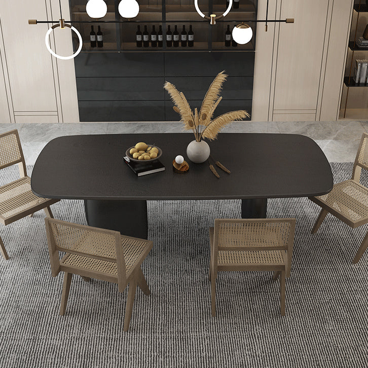 Modern 1/2/4/5 Pieces Rectangle Dining Set Pine Wood Dining Table with Chairs 5 Pieces: Black Table, 4 Chairs Clearhalo 'Dining Room Sets' 'Dining Tables & Seating' 'dining_room_set' 'furn' 'furn_dining_room_set' 'Furniture' 'furniture_dining_room_set' 'Kitchen & Dining Furniture' 4706602