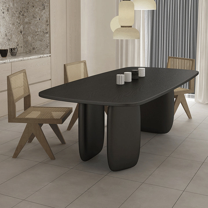 Modern 1/2/4/5 Pieces Rectangle Dining Set Pine Wood Dining Table with Chairs 4 Pieces: Black Table, 3 Chairs Clearhalo 'Dining Room Sets' 'Dining Tables & Seating' 'dining_room_set' 'furn' 'furn_dining_room_set' 'Furniture' 'furniture_dining_room_set' 'Kitchen & Dining Furniture' 4706605