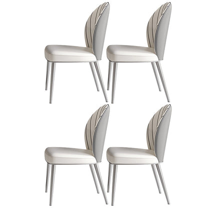 Contemporary 1/4/5/7 Pieces Dining Set Metal Dining Table Set 4 White Chairs Clearhalo 'Dining Room Sets' 'Dining Tables & Seating' 'dining_room_set' 'furn' 'furn_dining_room_set' 'Furniture' 'furniture_dining_room_set' 'Kitchen & Dining Furniture' 4706615