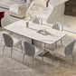 Contemporary 1/4/5/7 Pieces Dining Set Metal Dining Table Set 7 Pieces: Table, 6 Chairs Clearhalo 'Dining Room Sets' 'Dining Tables & Seating' 'dining_room_set' 'furn' 'furn_dining_room_set' 'Furniture' 'furniture_dining_room_set' 'Kitchen & Dining Furniture' 4706618