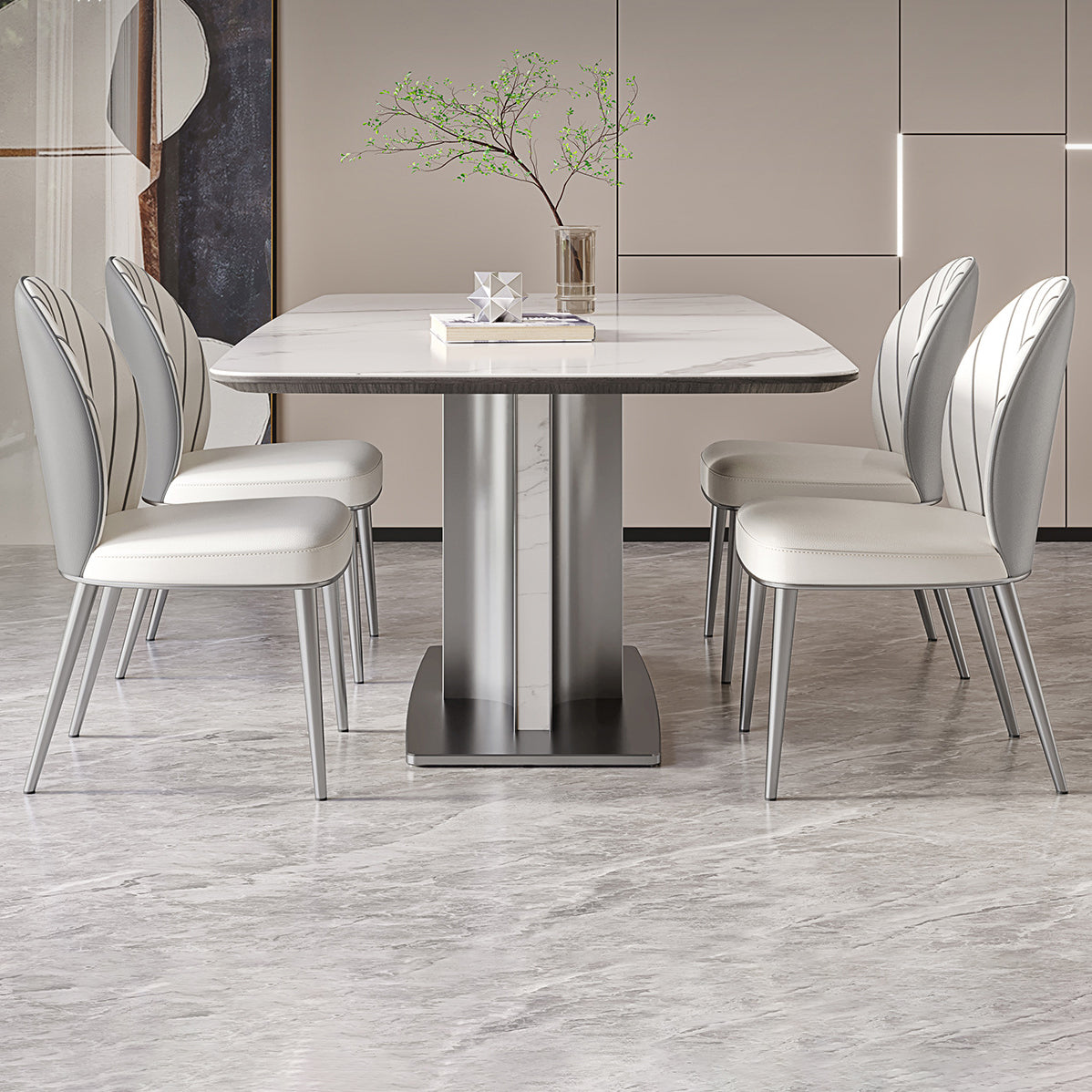 Contemporary 1/4/5/7 Pieces Dining Set Metal Dining Table Set Clearhalo 'Dining Room Sets' 'Dining Tables & Seating' 'dining_room_set' 'furn' 'furn_dining_room_set' 'Furniture' 'furniture_dining_room_set' 'Kitchen & Dining Furniture' 4706625