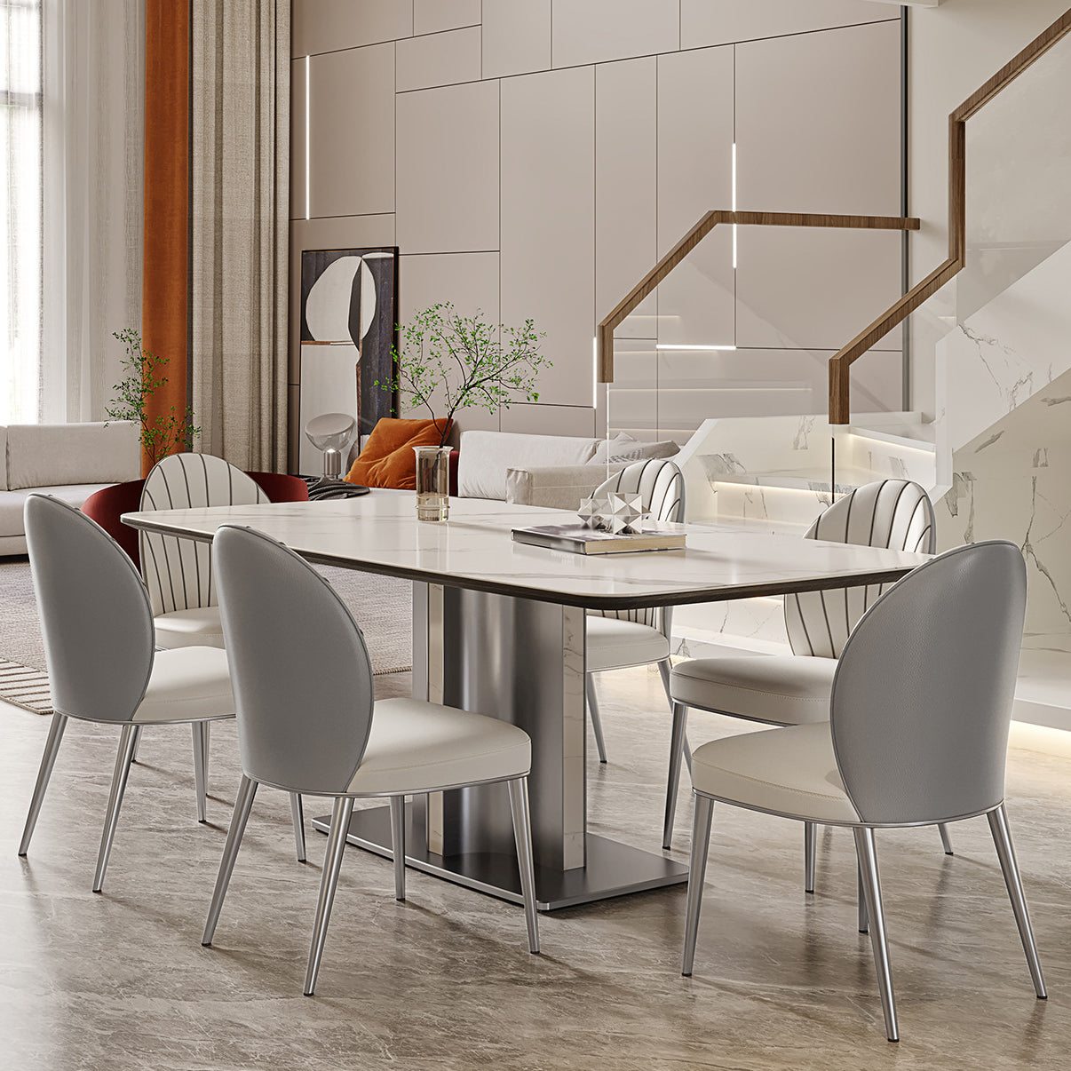 Contemporary 1/4/5/7 Pieces Dining Set Metal Dining Table Set Clearhalo 'Dining Room Sets' 'Dining Tables & Seating' 'dining_room_set' 'furn' 'furn_dining_room_set' 'Furniture' 'furniture_dining_room_set' 'Kitchen & Dining Furniture' 4706626