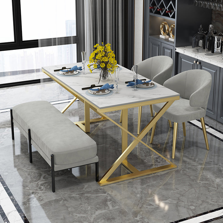 Glam 1/5 Pieces Dining Set Rectangle Stone Dining Table for Kitchen Clearhalo 'Dining Room Sets' 'Dining Tables & Seating' 'dining_room_set' 'furn' 'furn_dining_room_set' 'Furniture' 'furniture_dining_room_set' 'Kitchen & Dining Furniture' 4706649