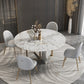 Glam 1/3/4/5/7 Pieces Dinette Set with Sintered Stone Top Round Dining Table Set 5 Pieces: Table, 4 Chairs Clearhalo 'Dining Room Sets' 'Dining Tables & Seating' 'dining_room_set' 'furn' 'furn_dining_room_set' 'Furniture' 'furniture_dining_room_set' 'Kitchen & Dining Furniture' 4706696