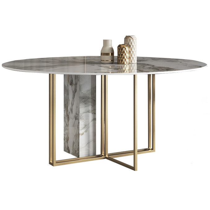 Glam 1/3/4/5/7 Pieces Dinette Set with Sintered Stone Top Round Dining Table Set Clearhalo 'Dining Room Sets' 'Dining Tables & Seating' 'dining_room_set' 'furn' 'furn_dining_room_set' 'Furniture' 'furniture_dining_room_set' 'Kitchen & Dining Furniture' 4706698