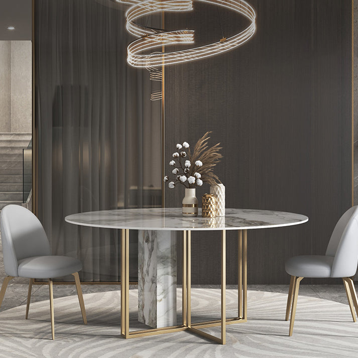 Glam 1/3/4/5/7 Pieces Dinette Set with Sintered Stone Top Round Dining Table Set 3 Pieces: Table, 2 Chairs Clearhalo 'Dining Room Sets' 'Dining Tables & Seating' 'dining_room_set' 'furn' 'furn_dining_room_set' 'Furniture' 'furniture_dining_room_set' 'Kitchen & Dining Furniture' 4706699