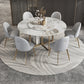 Glam 1/3/4/5/7 Pieces Dinette Set with Sintered Stone Top Round Dining Table Set 7 Pieces: Table, 6 Chairs Clearhalo 'Dining Room Sets' 'Dining Tables & Seating' 'dining_room_set' 'furn' 'furn_dining_room_set' 'Furniture' 'furniture_dining_room_set' 'Kitchen & Dining Furniture' 4706700